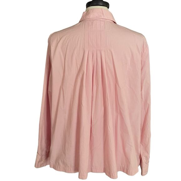 J. Jill Grown Up Pink Blouse Shirt Sz L Pleated Details Front and Back Button Up - Picture 2 of 11